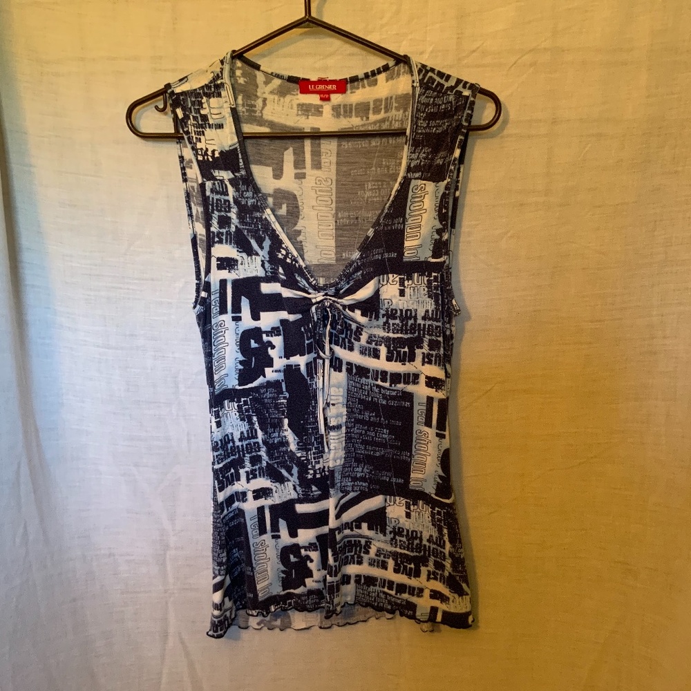 Le Grenier Blue/White Sleeveless Long Top (Small)